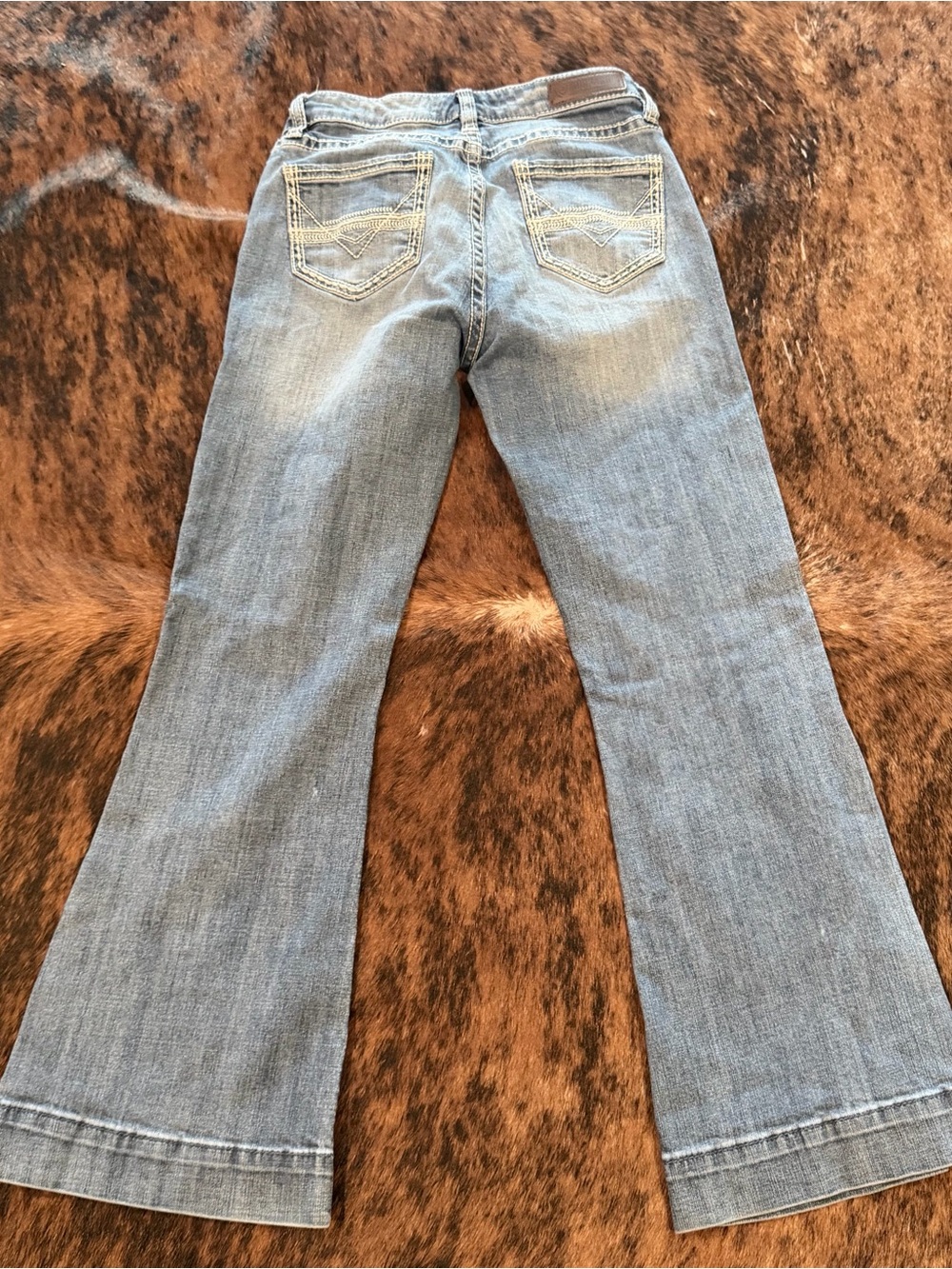 Rock & Roll Women Jeans 26 Blue Denim Flared Trouser Mid Rise 30 in Inseam